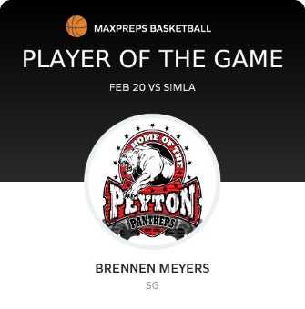 #20 Brennen Meyers Player of the Game badge