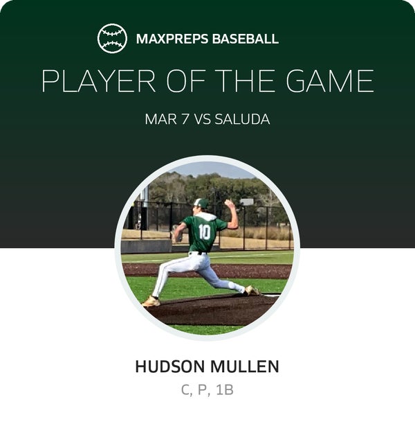 #10 Hudson Mullen Player of the Game badge