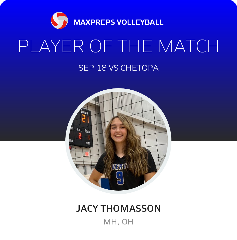 #9 Jacy Thomasson Player of the Game badge