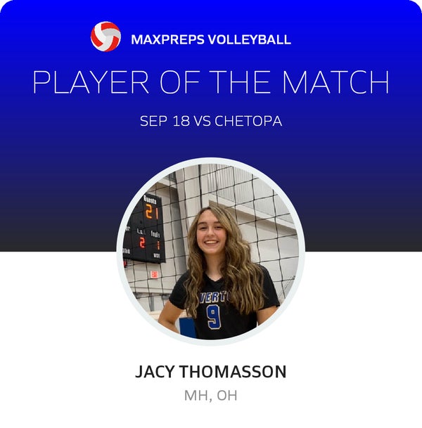 #9 Jacy Thomasson Player of the Game badge