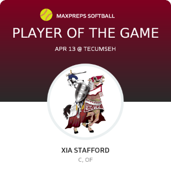 #5 Xia Stafford Player of the Game badge