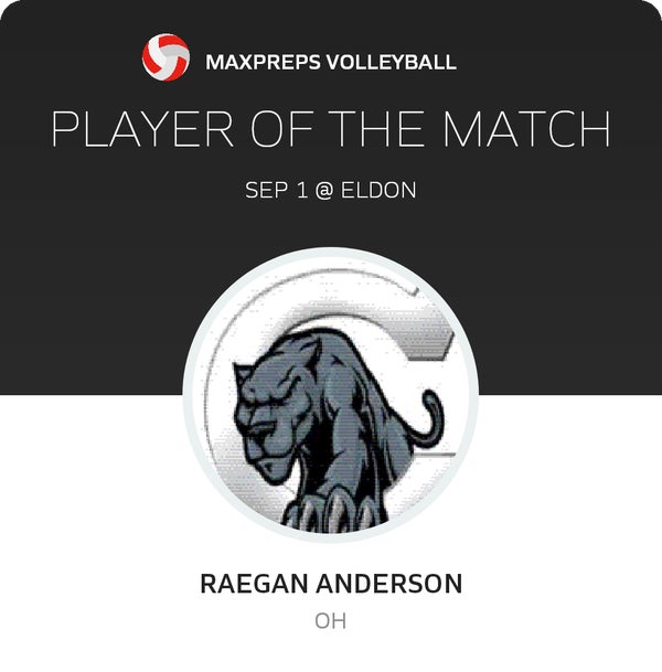 #9 Raegan Anderson Player of the Game badge