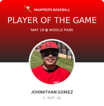 #9 Johnathan Gomez Player of the Game badge