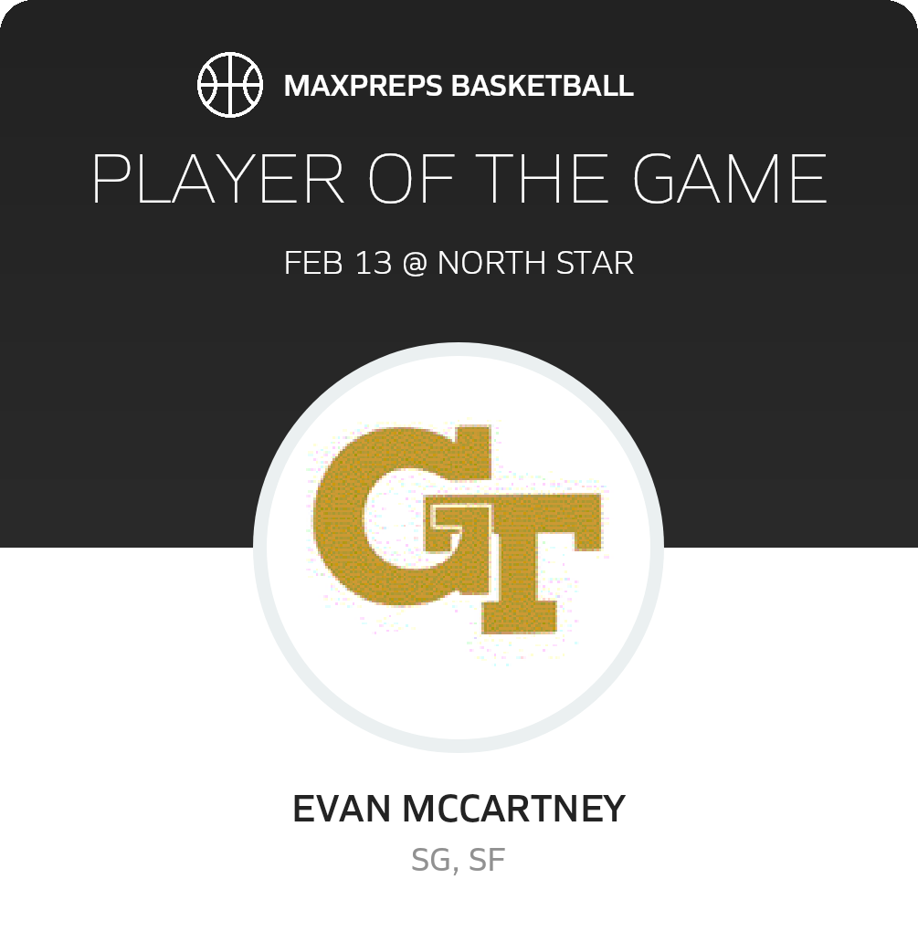#5 Evan McCartney Player of the Game badge
