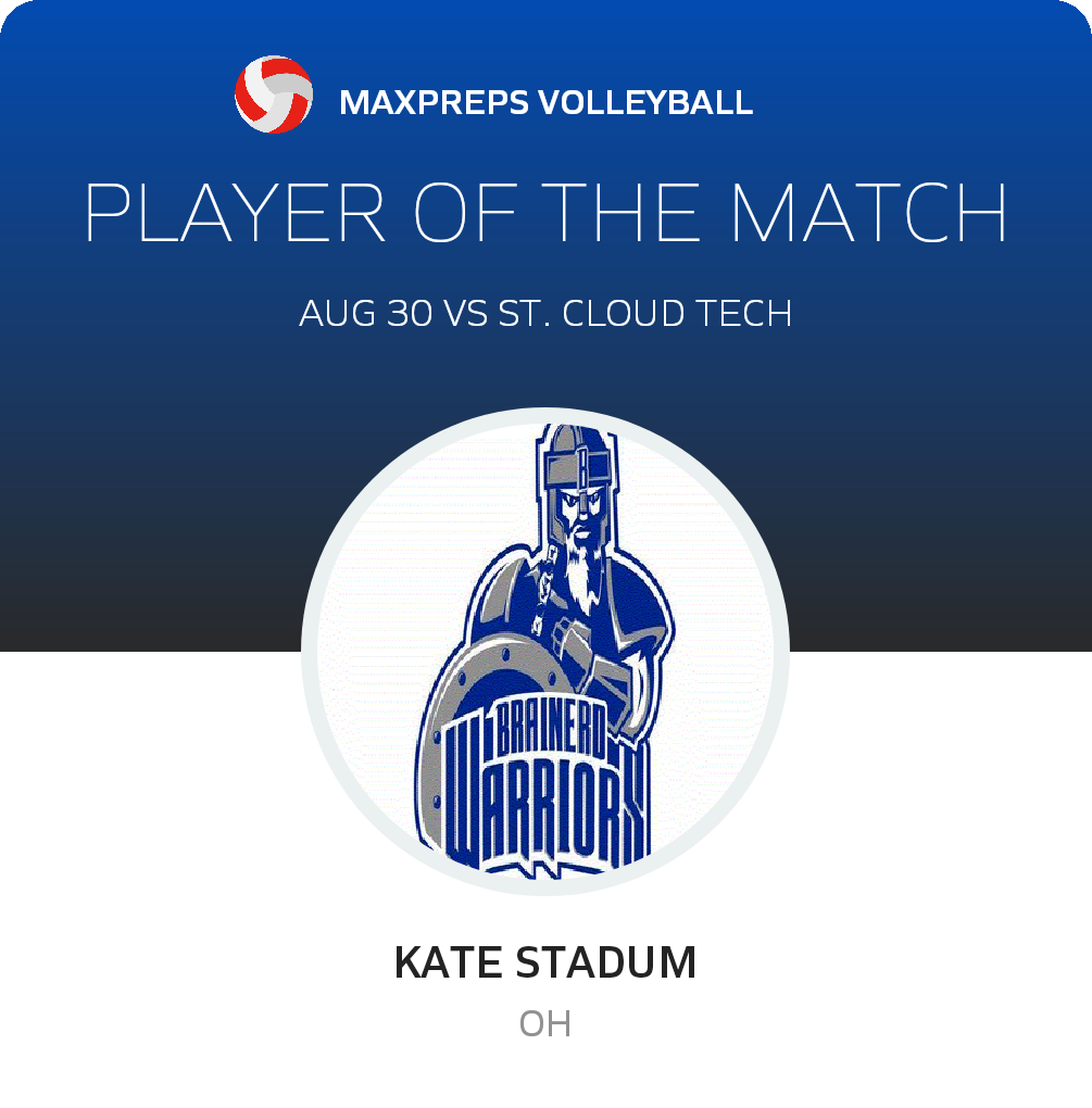 #1 Kate Stadum Player of the Game badge
