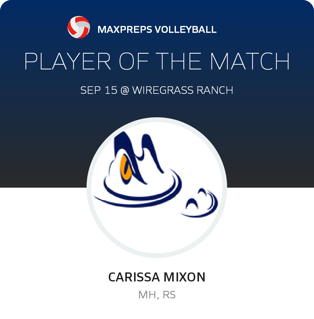 #9 Carissa Mixon Player of the Game badge