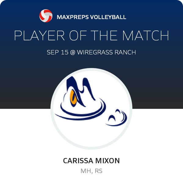 #9 Carissa Mixon Player of the Game badge
