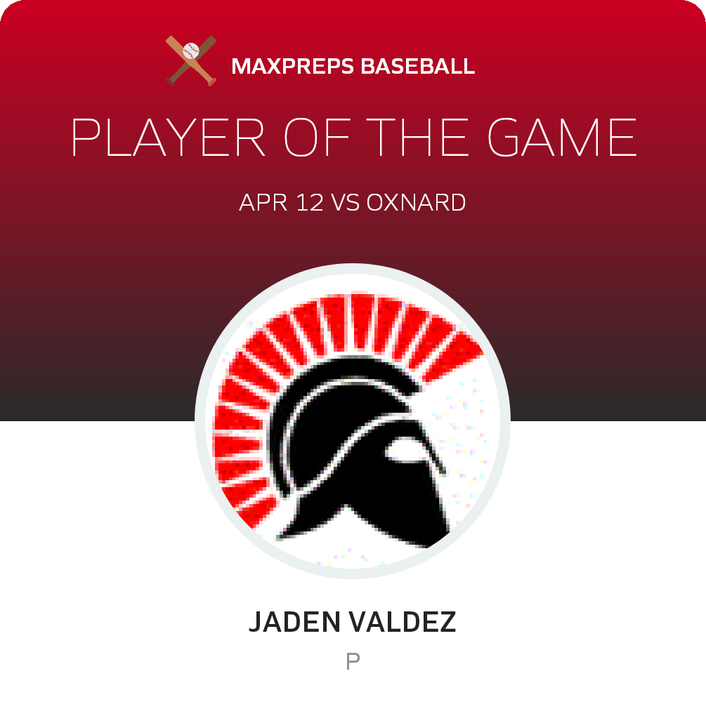 #22 Jaden Valdez Player of the Game badge