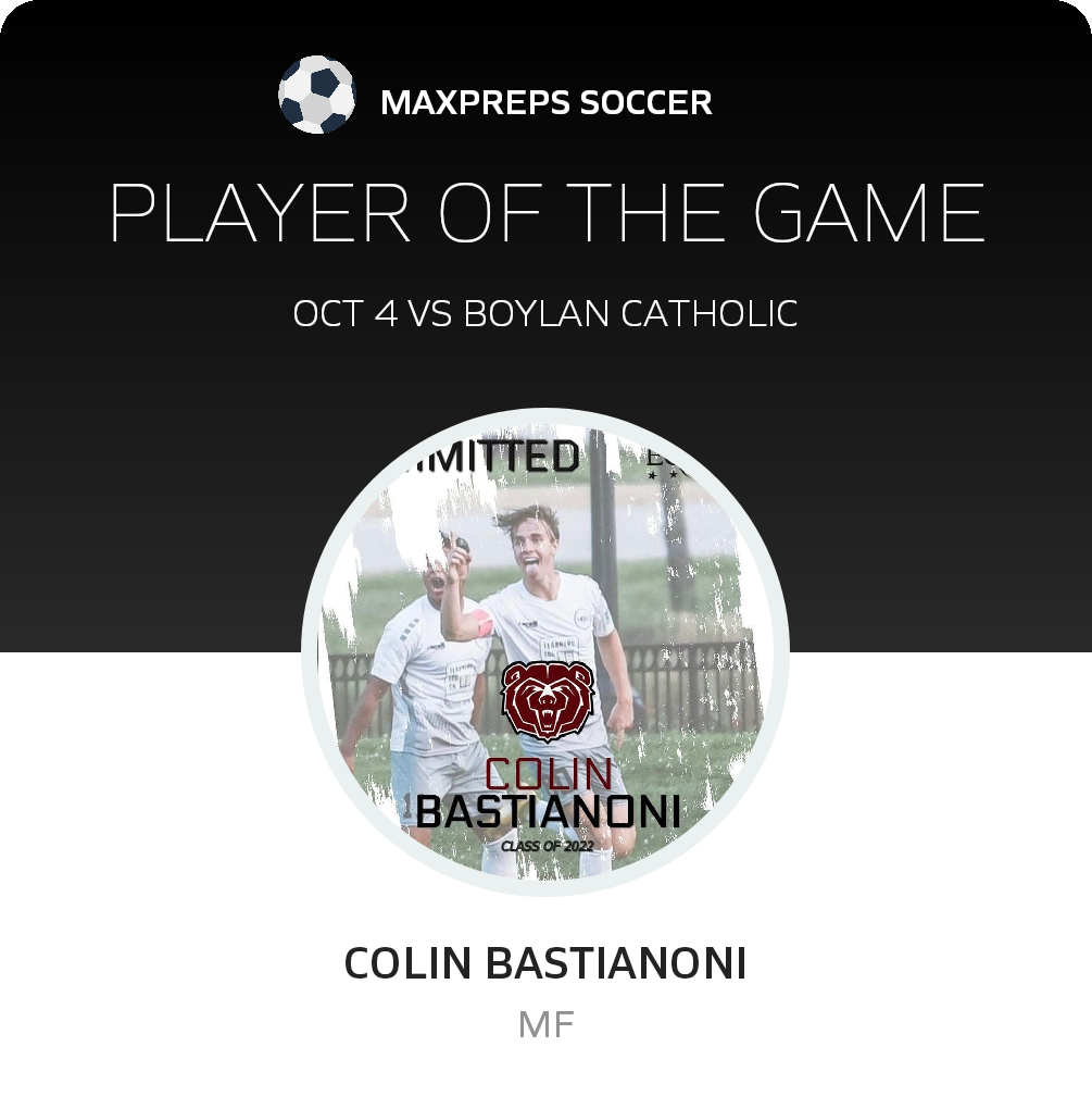 #23 Colin Bastianoni Player of the Game badge