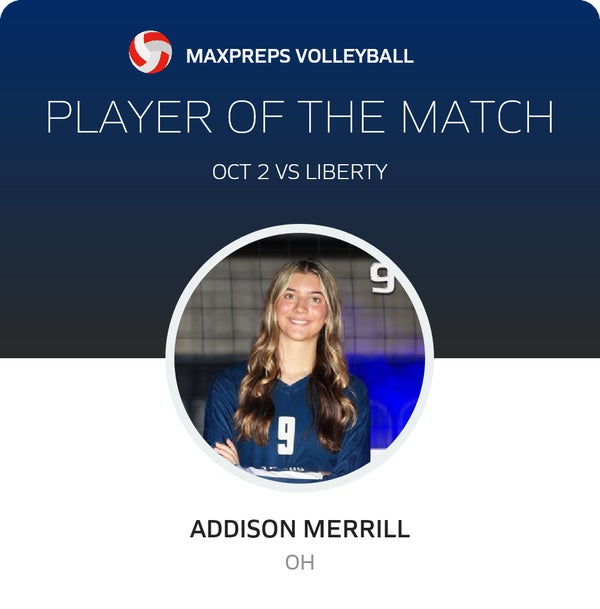 #9 Addison Merrill Player of the Game badge