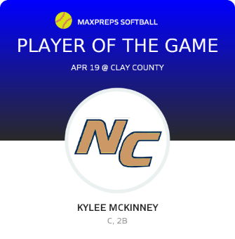 #2 Kylee McKinney Player of the Game badge