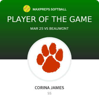 Corina Jaimes Player of the Game badge