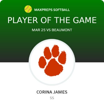 Corina Jaimes Player of the Game badge