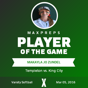 #8 Makayla Jo Zundel Player of the Game badge