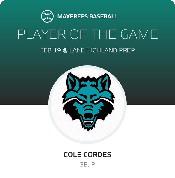 #95 Cole Cordes Player of the Game badge