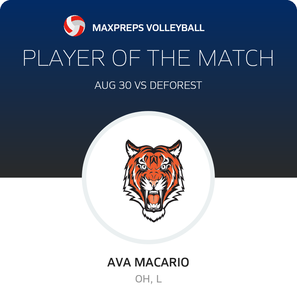 #9 Ava Macario Player of the Game badge