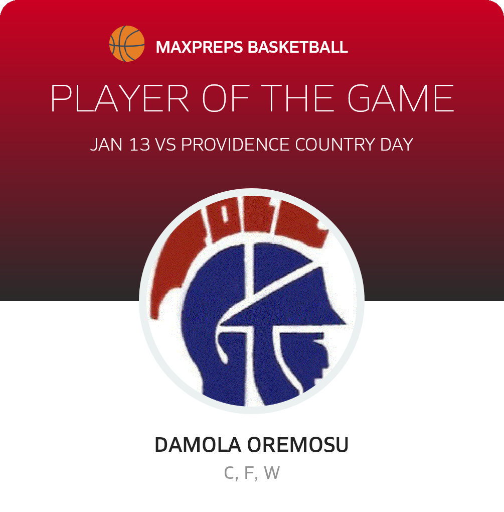 #12 Damola Oremosu Player of the Game badge