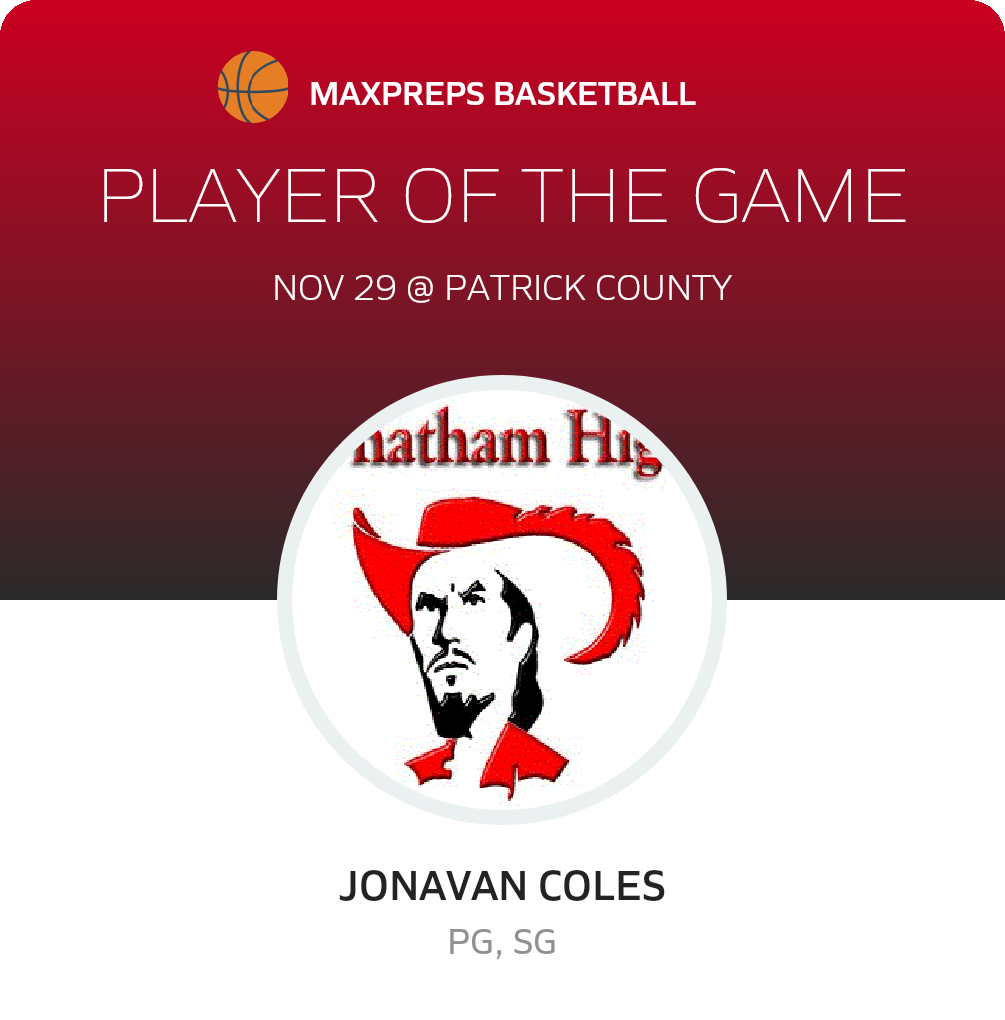 #24 Jonavan Coles Player of the Game badge