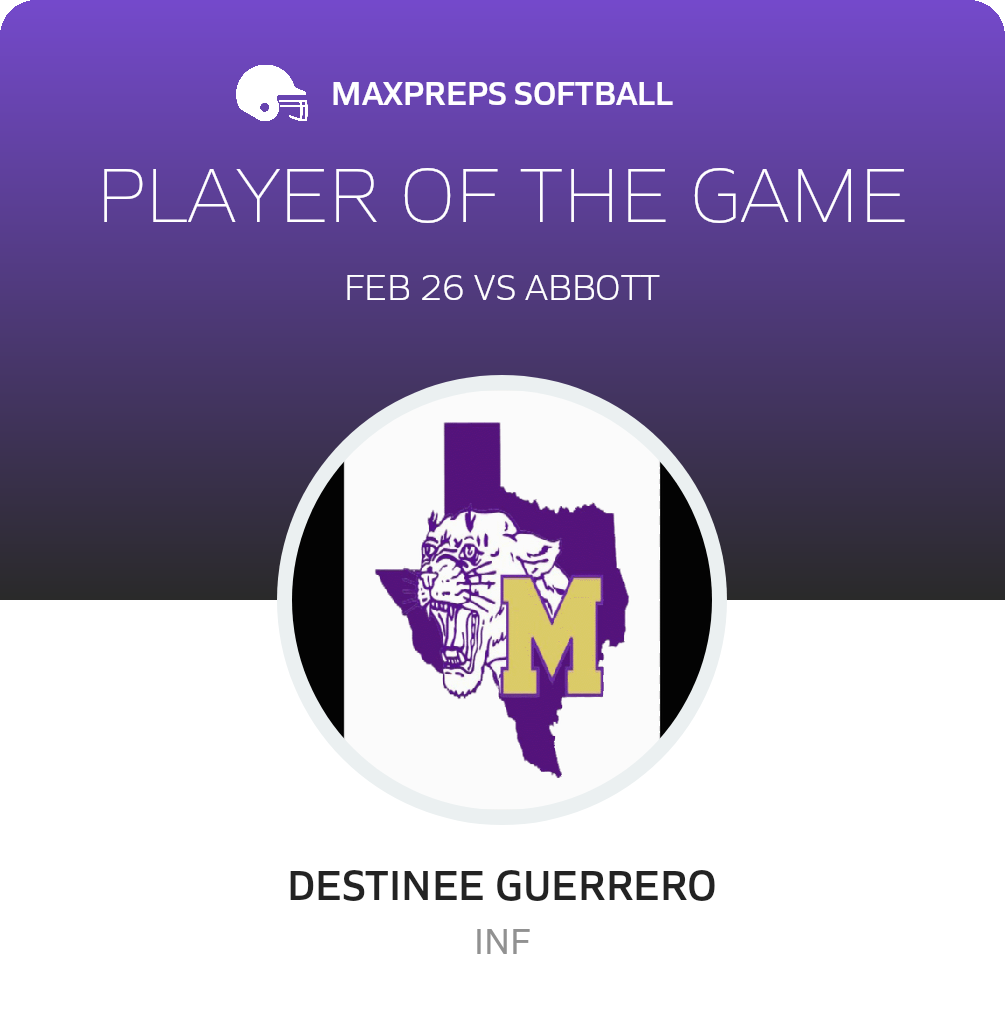 #20 Destinee Guerrero Player of the Game badge