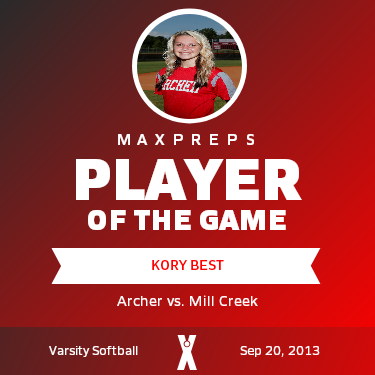 #1 Kory Best Player of the Game badge