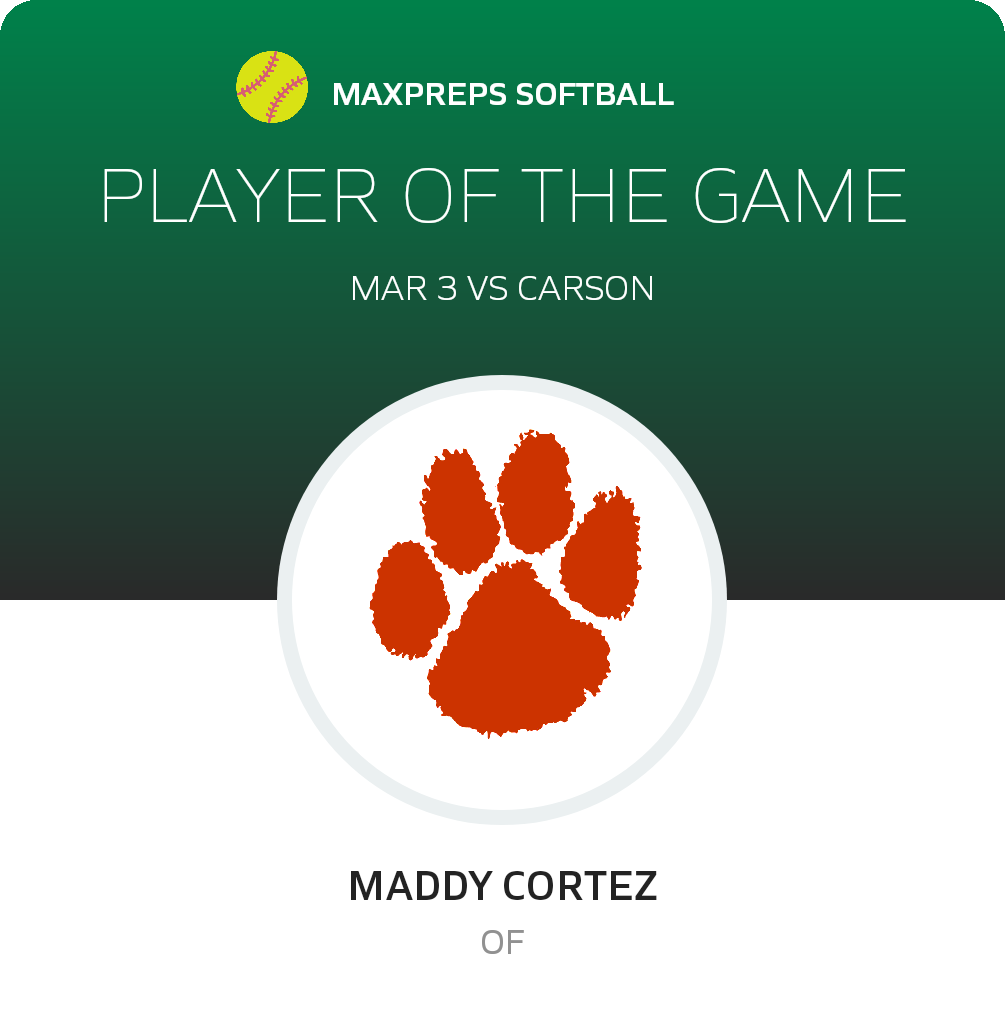 #2 Maddy Cortez Player of the Game badge