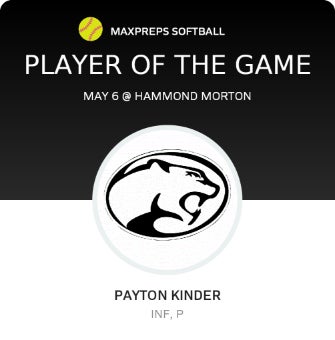 #6 Payton Kinder Player of the Game badge