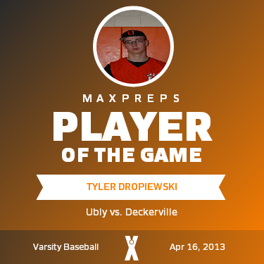 #25 Tyler Dropiewski Player of the Game badge