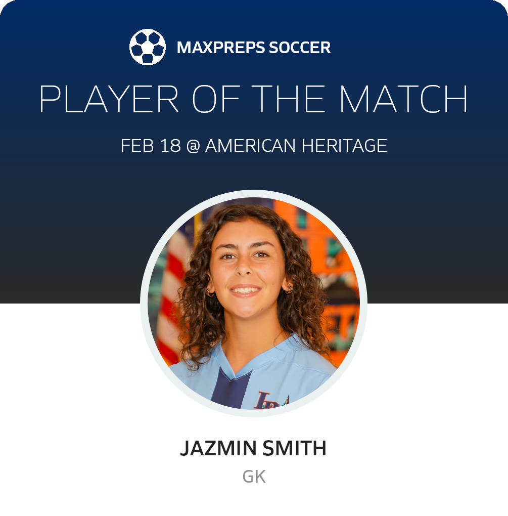 #1 Jazmin Smith Player of the Game badge