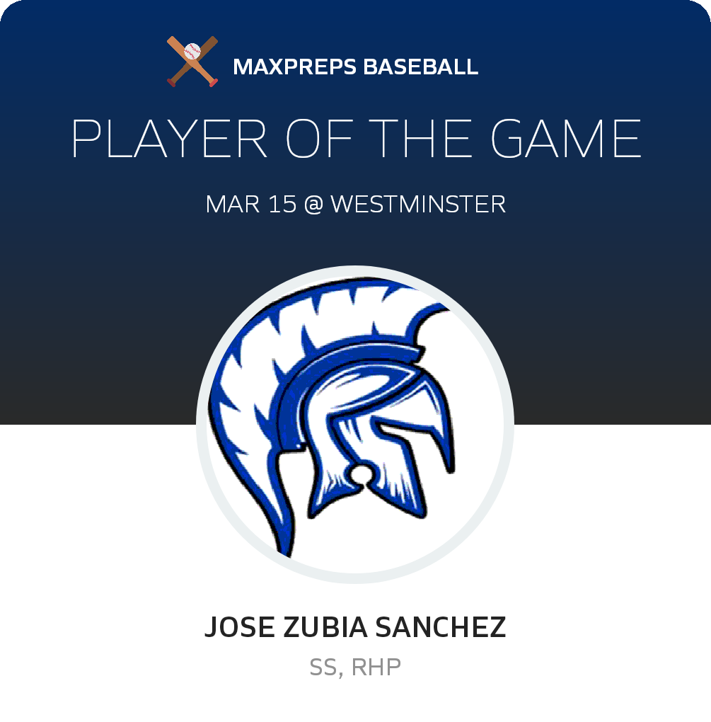 #8 Jose Zubia Sanchez Player of the Game badge