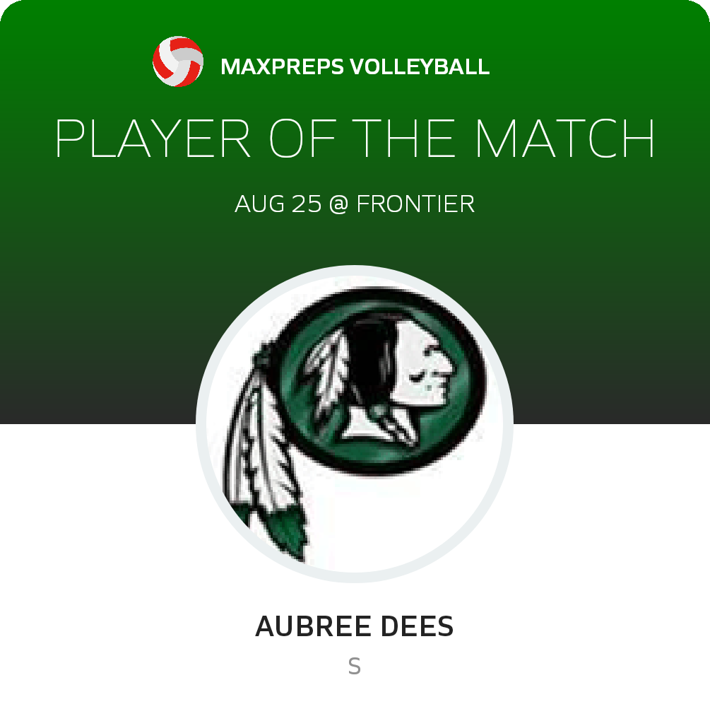 #7 Aubree Dees Player of the Game badge