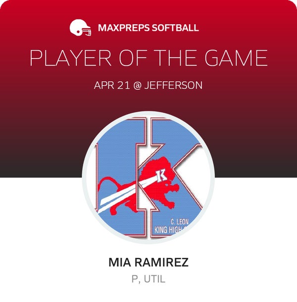 #15 Mia Ramirez Player of the Game badge