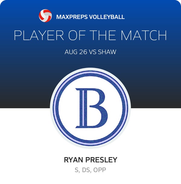 #19 Ryan Presley Player of the Game badge