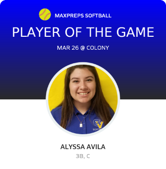 #15 Alyssa Avila Player of the Game badge