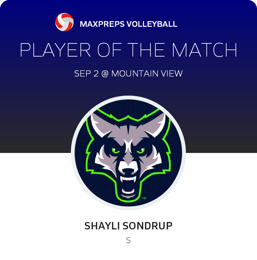 #20 Shayli Sondrup Player of the Game badge