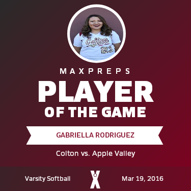 #23 Gabriella Rodriguez Player of the Game badge