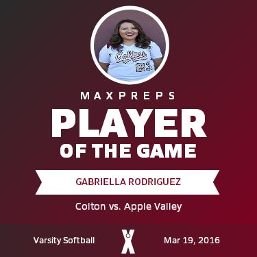#23 Gabriella Rodriguez Player of the Game badge