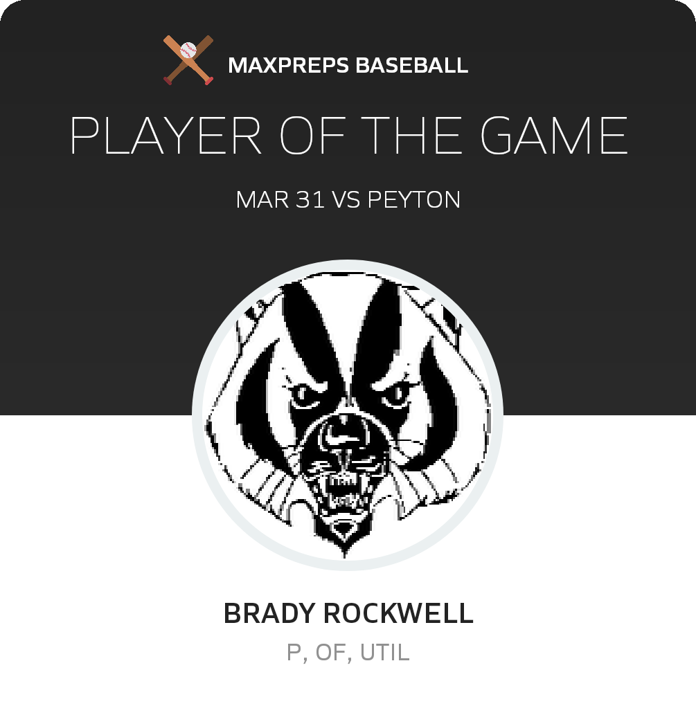 #14 Brady Rockwell Player of the Game badge