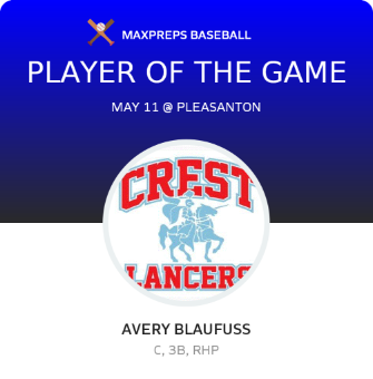 #25 Avery Blaufuss Player of the Game badge