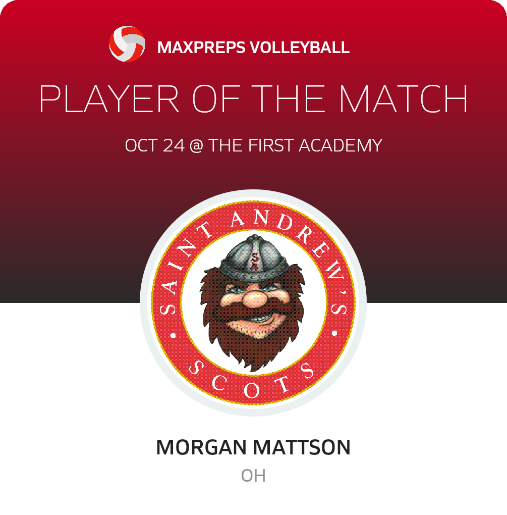 #10 Morgan Mattson Player of the Game badge