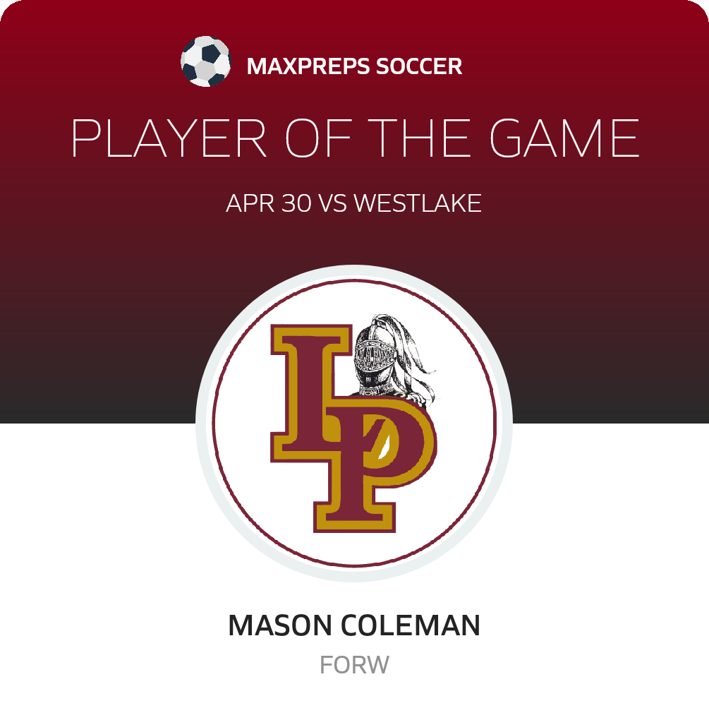 #20 Mason Coleman Player of the Game badge