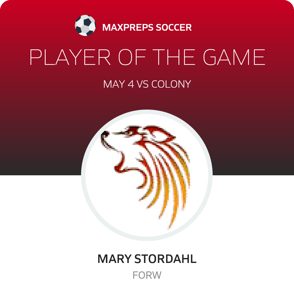 #10 Mary Stordahl Player of the Game badge
