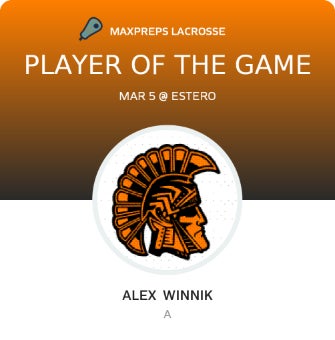 #9 Alex Winnik Player of the Game badge