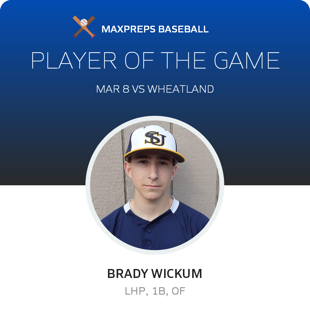 #13 Brady Wickum Player of the Game badge
