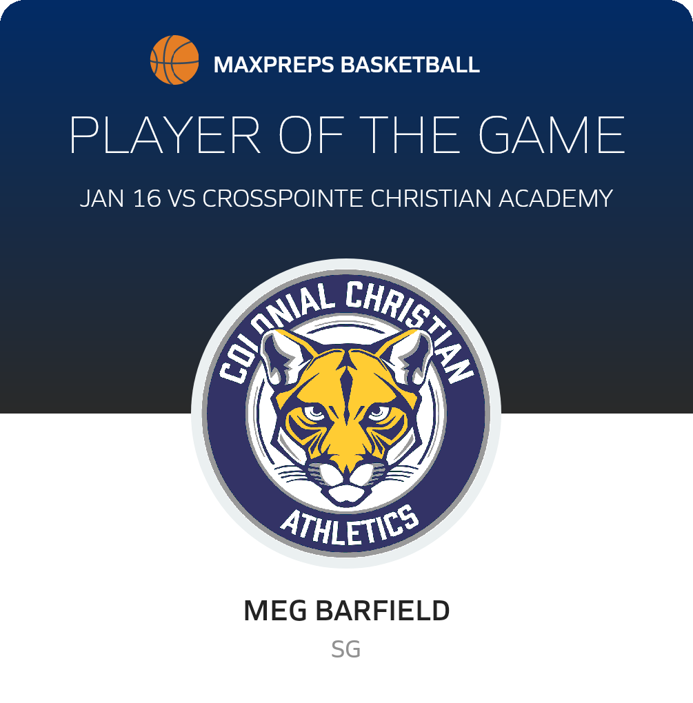#32 Meg Barfield Player of the Game badge
