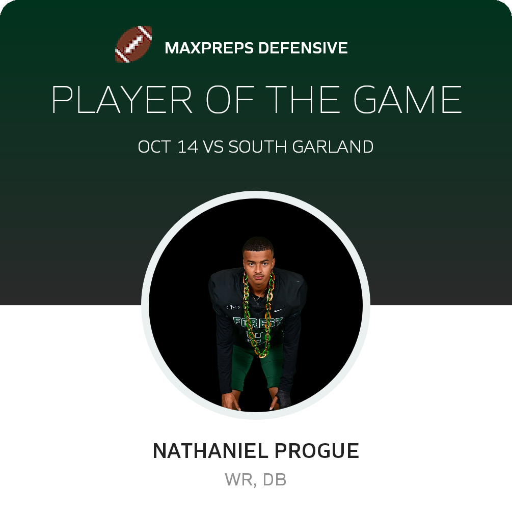#9 Nathaniel Progue Player of the Game badge