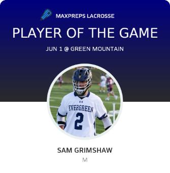 #2 Sam Grimshaw Player of the Game badge