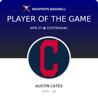 #10 Austin Cates Player of the Game badge