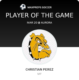 #8 Christian Perez Player of the Game badge