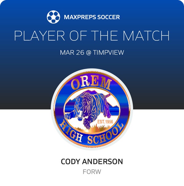 #10 Cody Anderson Player of the Game badge