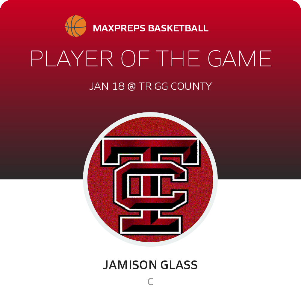 #1 Jamison Glass Player of the Game badge